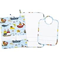 Red – Juego de guardería con temática pirata- 100% algodón con tela Aida para bordar- color blanco
